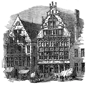 Ancient houses on the quay, Ghent, 1872. Creator: Unknown