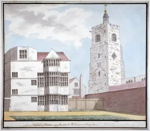 Hackney Prints: An ancient mansion near the church, Hackney, London, c1790
