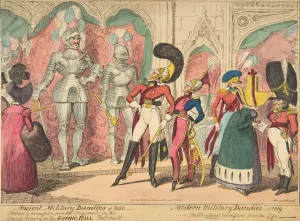 Cruikshank Prints: Ancient Military Dandies of 1450 - Modern Military Dandies of 1819, August 1, 1835