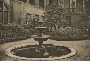 Pond Prints: Ancient Mulberry Tree and Fountain in the Garden of Drapers Hall, c1935. Creator: Joel