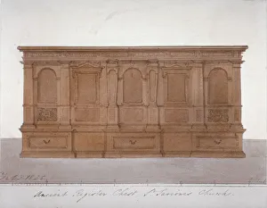 Guildhall Library Art Gallery: Ancient register chest from Southwark Cathedral, London, 1825. Artist: G Yates