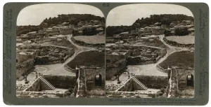 Ancient royal city of Samaria, where Philip preached Christ, looking west, Palestine, 1900. Artist: Underwood & Underwood