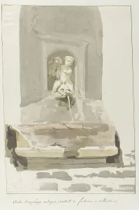 Ducros Abraham Louis Rodolphe Prints: Ancient sarcophagus as a fountain in Messina, 1778. Creator: Louis Ducros