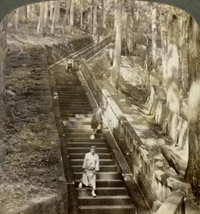 Images Dated 17th July 2008: Ancient stone stairway up the hill to the tomb of Shogun Ieyasu, Nikko, Japan