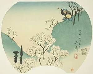 Uchiwa E Prints: Ancient Story of the Old Man Who Made the Trees Blossom, 1853. Creator: Ando Hiroshige