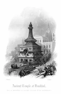 Images Dated 10th June 2009: Ancient Temple at Kunkhul, With a Madrissa or Ancient College in the Background.Artist: Finden