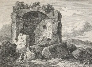 Reinhart Johann Christian Prints: Ancient tomb on the Via Nevia outside Porta Pia, 1792. Creator: Johann Christian Reinhart