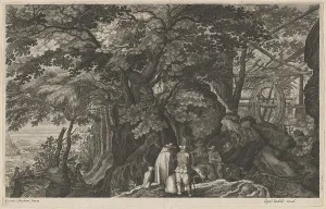Waterwheel Prints: Ancient Trees by a Mountain Watermill
