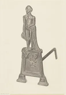 Firedog Prints: Andiron, c. 1939. Creator: Herman Bader