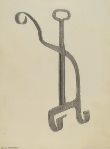 Firedog Prints: Andiron, c. 1939. Creator: Lazar Rubinstein