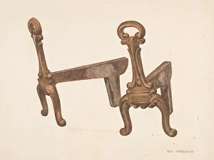 Firedog Prints: Andiron or Fire Dog, c. 1941. Creator: Paul Poffinbarger