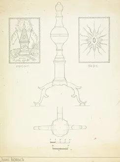 Hans Korsch Prints: Andiron (one of pair), 1935/1942. Creator: Hans Korsch