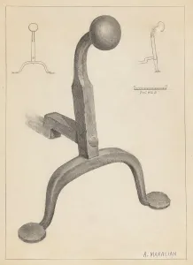 Firedog Prints: Andiron (one of pair), c. 1936. Creator: Arsen Maralian