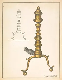 Andiron (one of pair), c. 1936. Creator: Hans Korsch