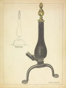 Hans Korsch Prints: Andiron (one of pair), c. 1936. Creator: Hans Korsch