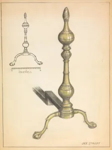 Andiron (one of pair), c. 1936. Creator: Jack Staloff