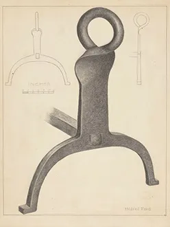 Andiron (one of pair), c. 1936. Creator: Mildred Ford