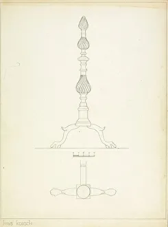 Hans Korsch Prints: Andiron (one of pair), c. 1937. Creator: Hans Korsch