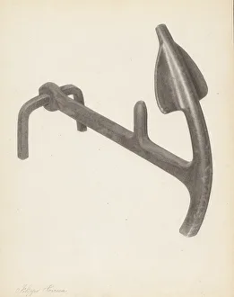 Filippo Porreca Prints: Andiron (one of pair), c. 1938. Creator: Filippo Porreca