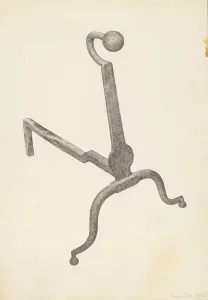 Support Prints: Andiron (one of pair), c. 1938. Creator: Maurice Van Felix