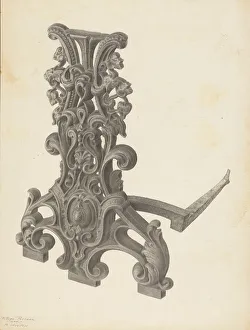 Filippo Porreca Prints: Andiron (one of pair), c. 1939. Creator: Filippo Porreca