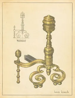 Andiron (one of pair), c. 1939. Creator: Hans Korsch