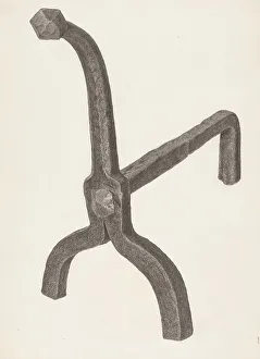 Firedog Prints: Andiron (one of pair), c. 1939. Creator: Jack Staloff