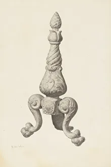 Support Prints: Andiron (one of pair), c. 1940. Creator: Maurice Van Felix