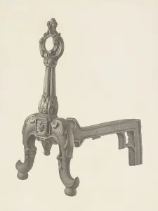 Grubstein Milton Prints: Andiron (one of pair), c. 1941. Creator: Milton Grubstein