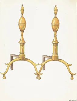 Firedog Prints: Andirons, c. 1937. Creator: Dana Bartlett