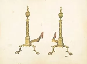 Cast Iron Collection: Andirons, c. 1938. Creator: Ray Price