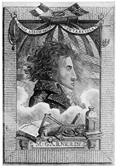 Famous People Prints: Andre Jacques Garnerin, French aeronaut and the first parachutist, c1800 (1910)