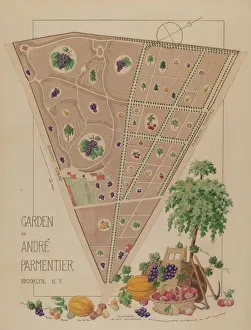 Triangle Collection: Andre Parmentier Garden, c. 1936. Creator: Helen Miller