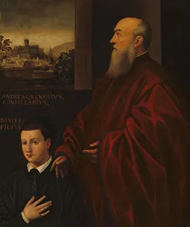 Giacomo Tintoretto Gallery: Andrea Renier and His Son Daniele, c. 1560 / 1566. Creator: Unknown