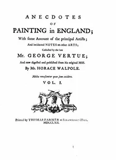 Earl Of Orford Gallery: Anecdotes of Painting in England, c1762, (1946). Artist: Horace Walpole