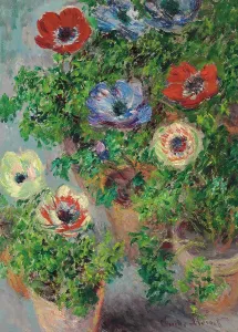 Anemones Prints: Anemones en pot, 1885. Creator: Monet, Claude (1840-1926)