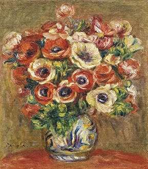 Anemones Prints: Anemones in a Vase, c. 1915. Artist: Renoir, Pierre Auguste (1841-1919)