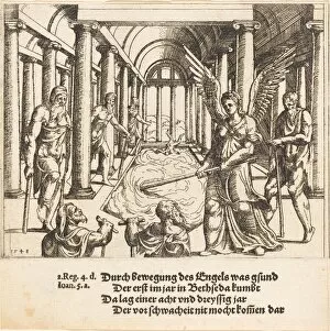 Hirschvogel Augustin Gallery: The Angel Agitating the Pool of Bethesda, 1548. Creator: Augustin Hirschvogel