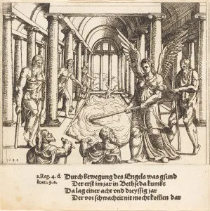 Hirschvogel Augustin Gallery: The Angel Agitating the Pool of Bethesda, 1548. Creator: Augustin Hirschvogel