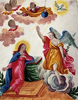 Message Prints: The angel announces to the Virgin that she will give birth to Christ. Creator: Unknown
