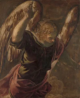 Jacopo Comin Prints: Angel from the Annunciation to the Virgin, 1560-1585. Creator: Jacopo Tintoretto