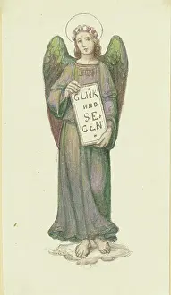 Message Prints: Angel with a banner: Good fortune and blessings. Creator: Marie Ellenrieder