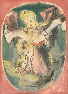1940 Prints: Angel (Christmas illustration), 1940/1944. Creator: Jan Novak