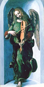 An Angel in Green with a Vielle, c1500. Artist: Leonardo da Vinci