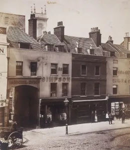 Henry Dixon Prints: Angel Inn and shops on Farringdon Street, London, c1860. Artist: Henry Dixon