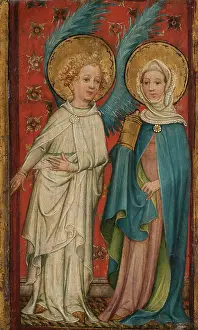 The Angel and Mary Magdalene at the Sepulchre, c1400. Creator: Older Master of the Aachen Wardrobe