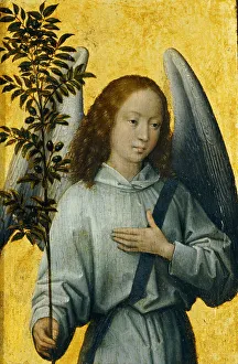 Olive Branch Prints: Angel with an Olive Branch, 1475-1480. Creator: Memling; Hans (1433/40-1494)