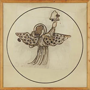 Burne Jones Edward Prints: Angel playing on bells, 1862. Creator: Sir Edward Coley Burne-Jones