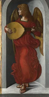 Play Music Prints: An Angel in Red with a Lute, c