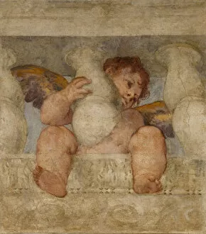 Angel seated on a balustrade